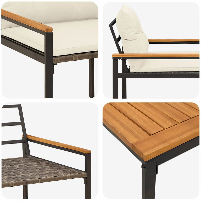 Outdoor Furniture Set 3 pcs Cream White Poly Rattan