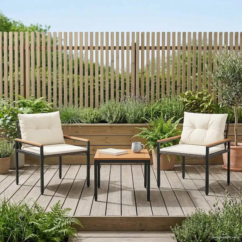 Outdoor Furniture Set 3 pcs Cream White Poly Rattan