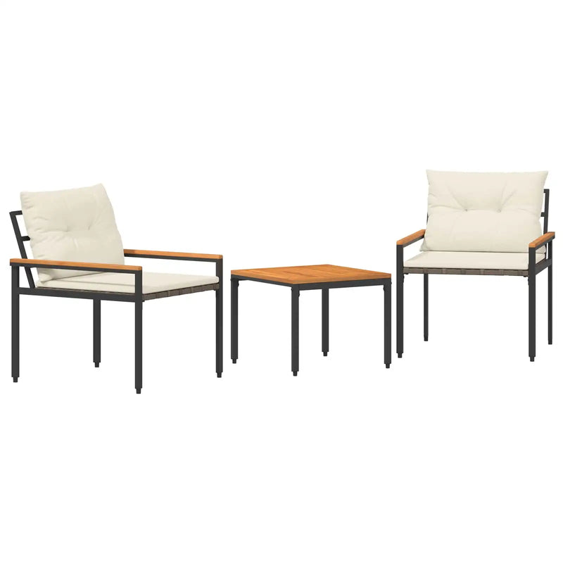 Outdoor Furniture Set 3 pcs Cream White Poly Rattan