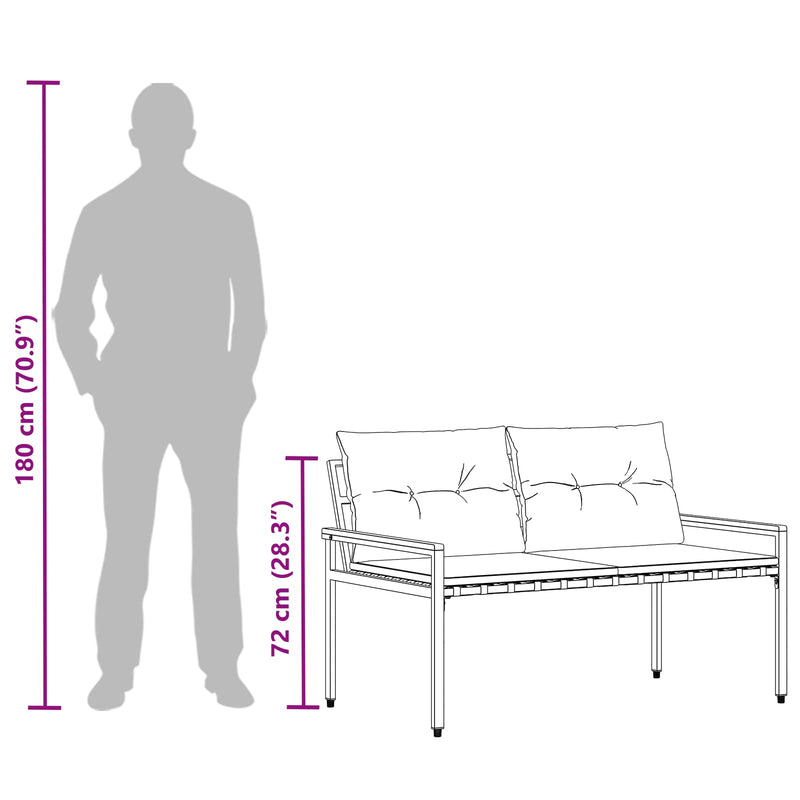 Outdoor Bench 2 -Seater 116 x 67.5 x 72 cm Poly Rattan