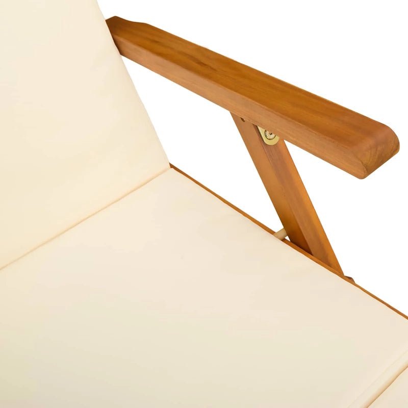 Reclining and Folding Sunlounger Folding 2 pcs Cream White