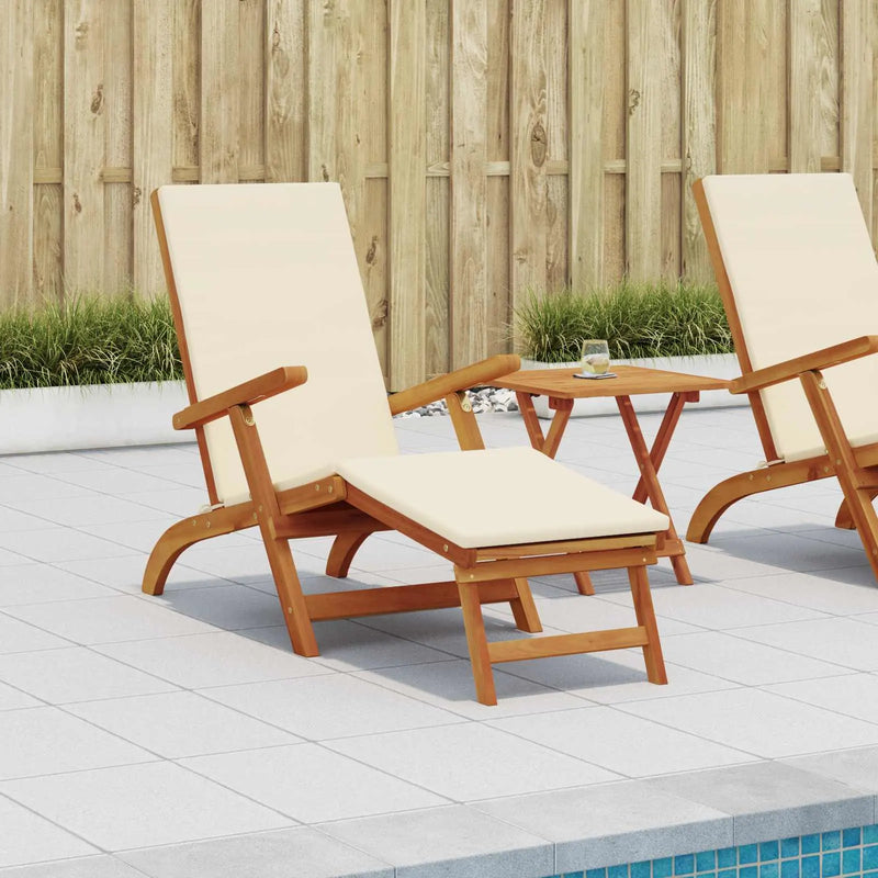 Reclining and Folding Sunlounger Folding 2 pcs Cream White