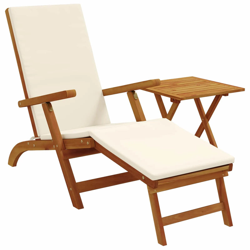 Reclining and Folding Sunlounger Folding 2 pcs Cream White