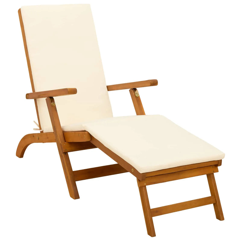 Reclining and Folding Sunlounger Folding 2 pcs Cream White
