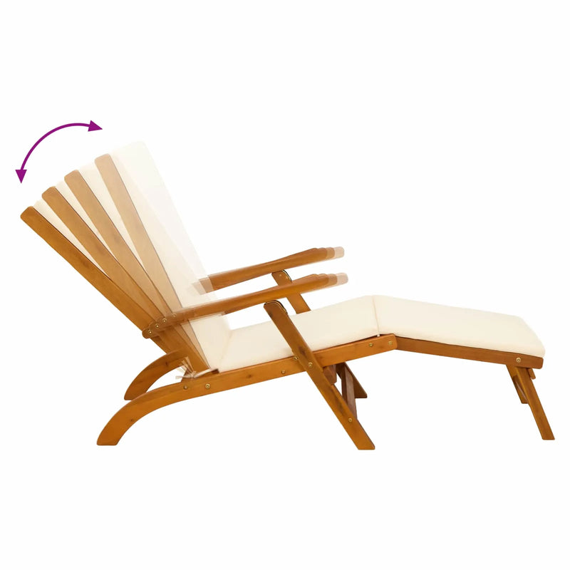 Reclining and Folding Sunlounger Folding 2 pcs Cream White