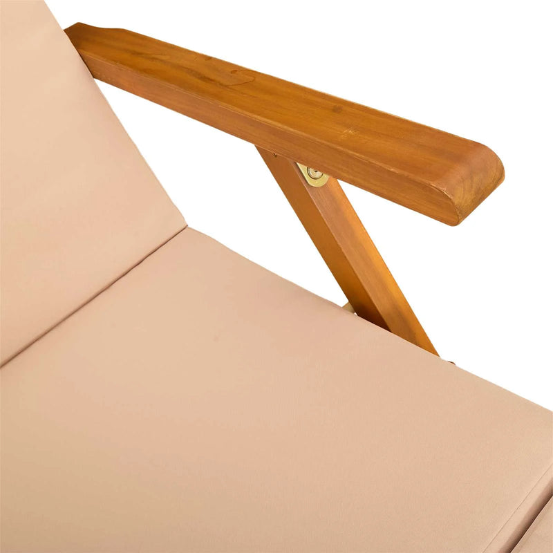 Reclining and Folding Sunlounger 2 pcs Beige Solid Acacia Wood