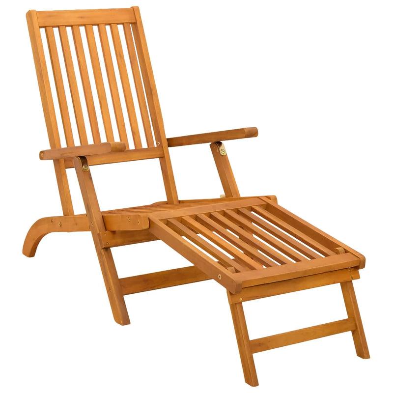 Reclining and Folding Sunlounger 2 pcs Beige Solid Acacia Wood