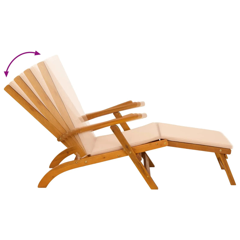 Reclining and Folding Sunlounger 2 pcs Beige Solid Acacia Wood