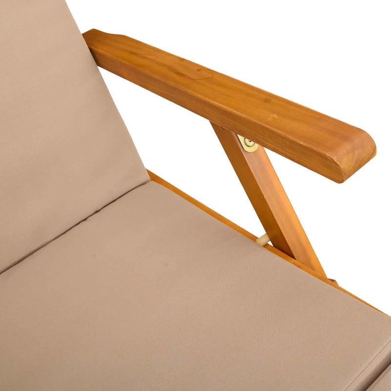 Reclining and Folding Sunlounger 2 pcs Taupe Solid Acacia Wood
