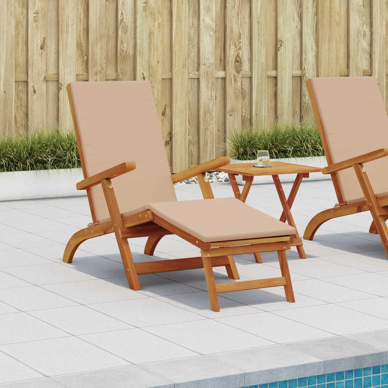 Reclining and Folding Sunlounger 2 pcs Taupe Solid Acacia Wood