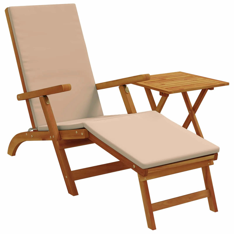 Reclining and Folding Sunlounger 2 pcs Taupe Solid Acacia Wood