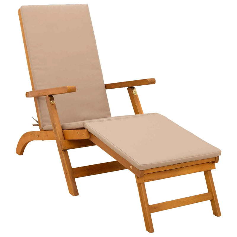 Reclining and Folding Sunlounger 2 pcs Taupe Solid Acacia Wood