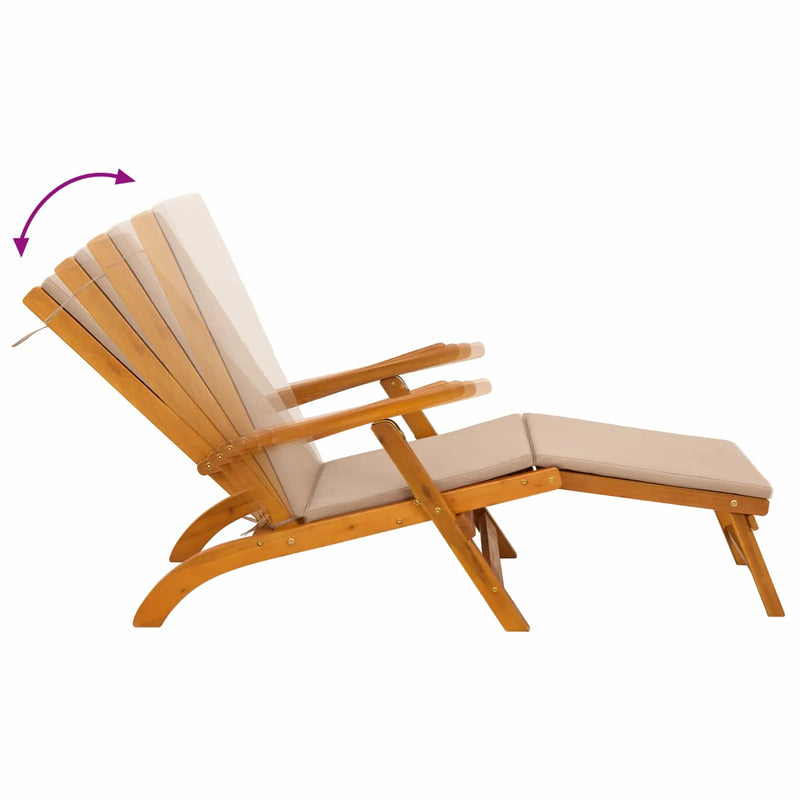 Reclining and Folding Sunlounger 2 pcs Taupe Solid Acacia Wood