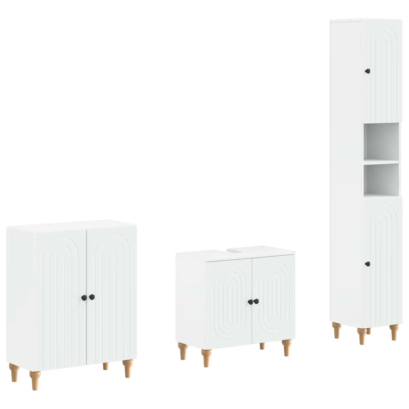 3 Piece Bathroom Cabinet Set ALKMAAR White Engineered Wood