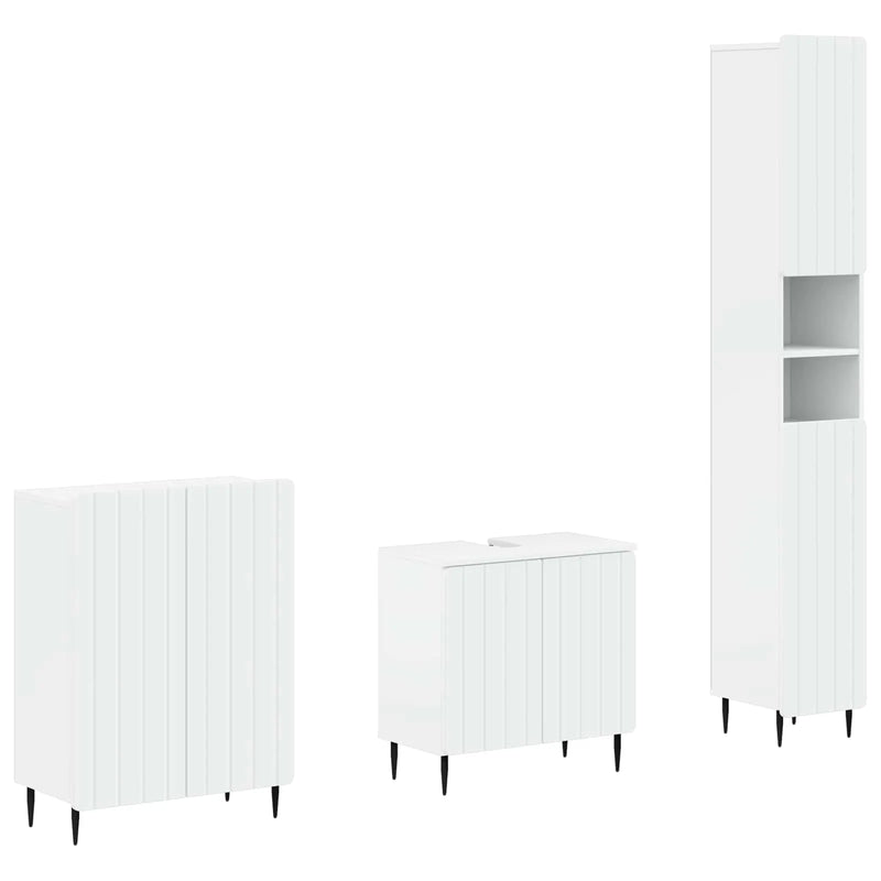 3 Piece Bathroom Cabinet Set ZWOLLE White Engineered Wood