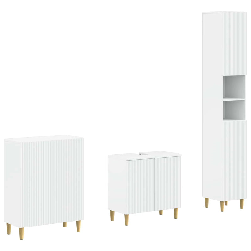 3 Piece Bathroom Cabinet Set ARNHEM White Engineered Wood