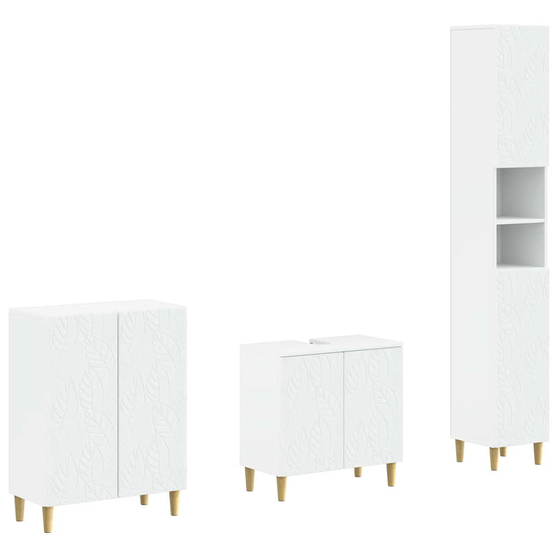 3 Piece Bathroom Cabinet Set DELFT White Engineered Wood