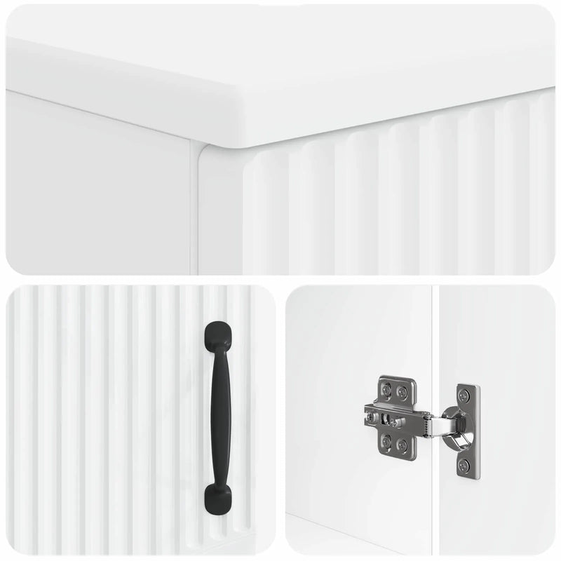 3 Piece Bathroom Cabinet Set HOORN White Engineered Wood