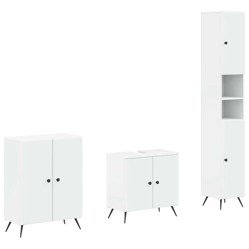 3 Piece Bathroom Cabinet Set BREDA White Engineered Wood