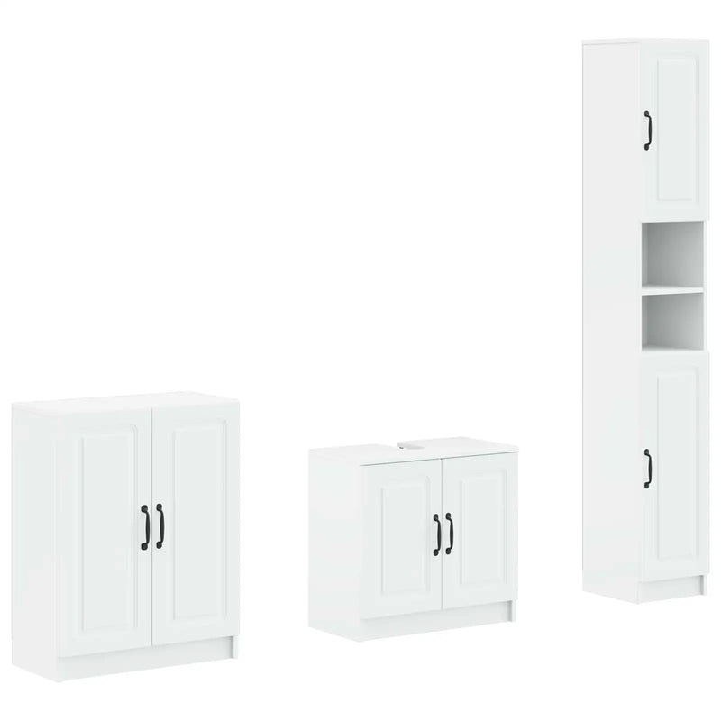 3 Piece Bathroom Cabinet Set UTRECHT White Engineered Wood