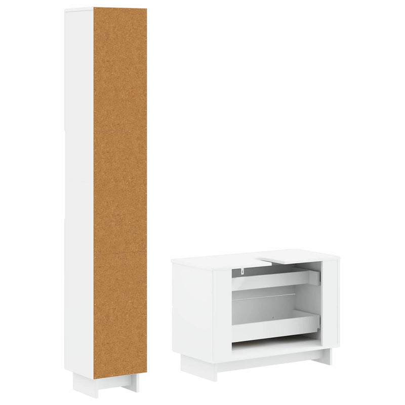 2 Piece Bathroom Cabinet Set EDE White Engineered Wood