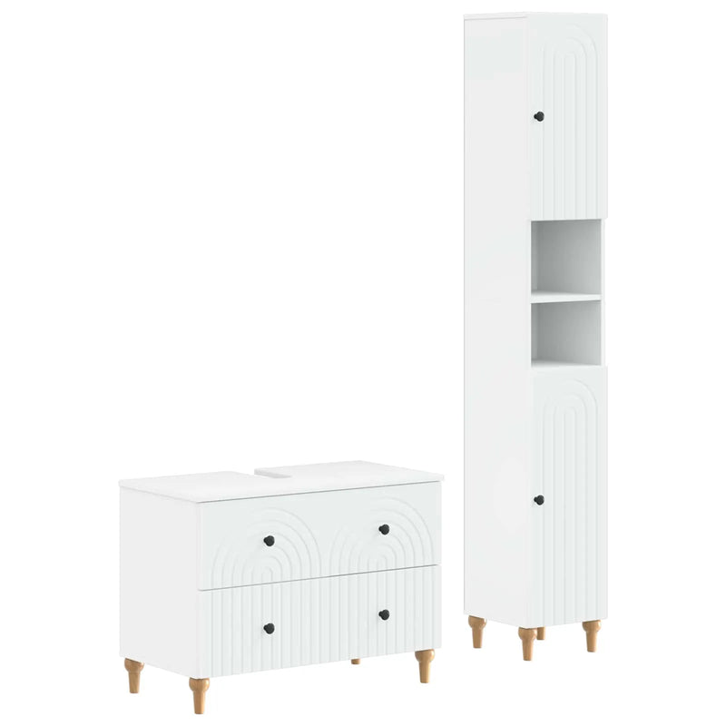 2 Piece Bathroom Cabinet Set ALKMAAR White Engineered Wood