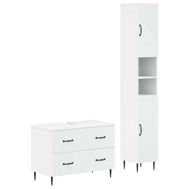 2 Piece Bathroom Cabinet Set HAARLEM White Engineered Wood