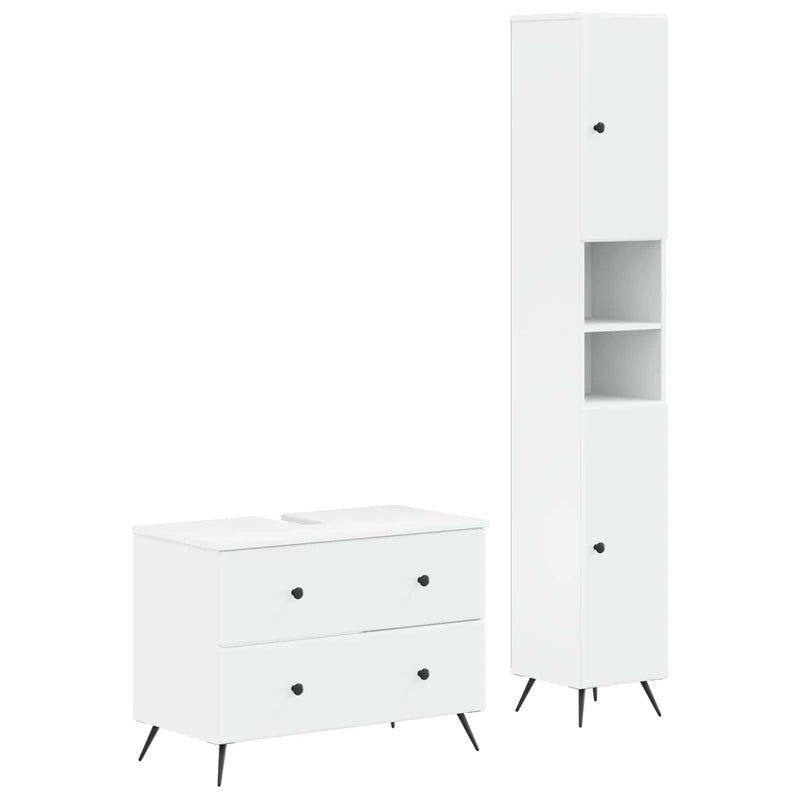 2 Piece Bathroom Cabinet Set BREDA White Engineered Wood
