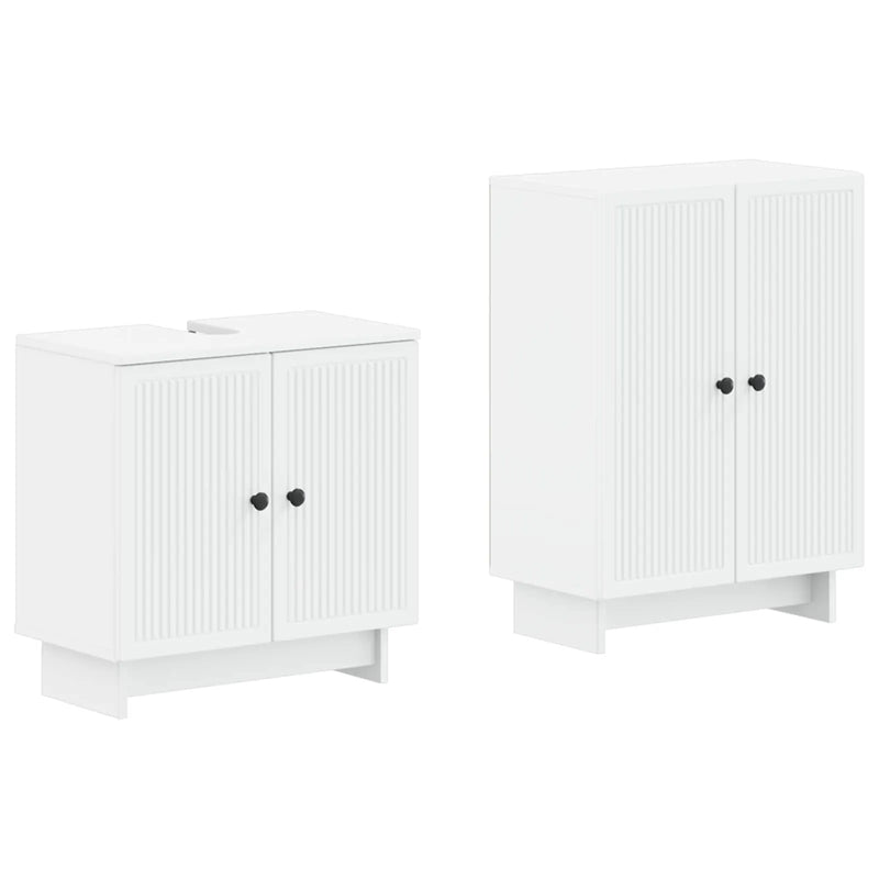 2 Piece Bathroom Cabinet Set UTRECHT White Engineered Wood