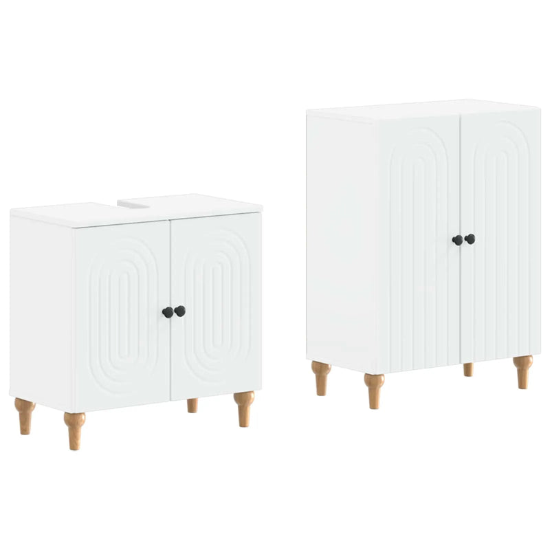 2 Piece Bathroom Cabinet Set ALKMAAR White Engineered Wood
