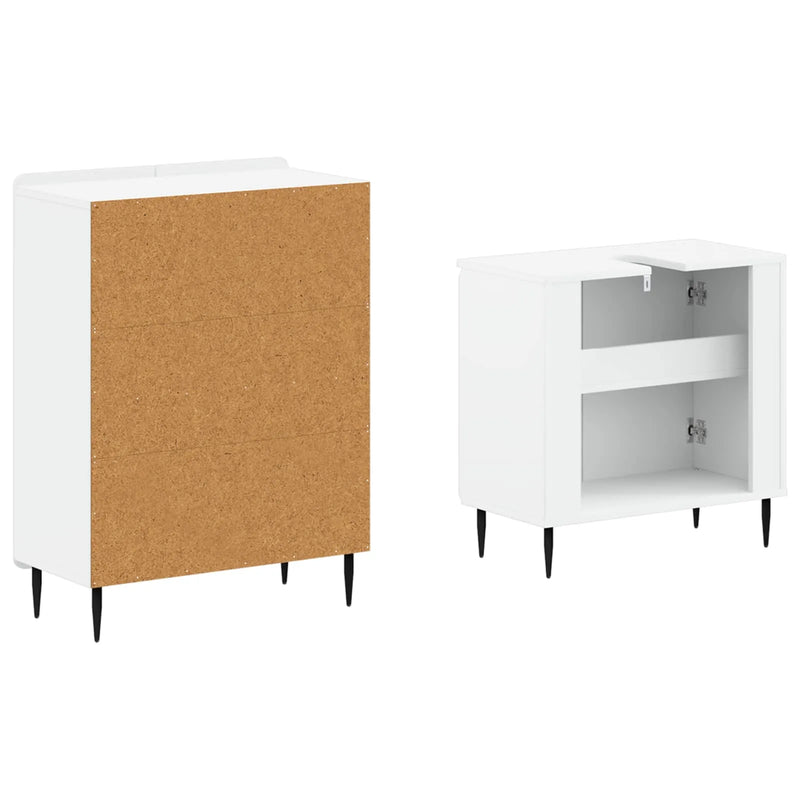 2 Piece Bathroom Cabinet Set ZWOLLE White Engineered Wood