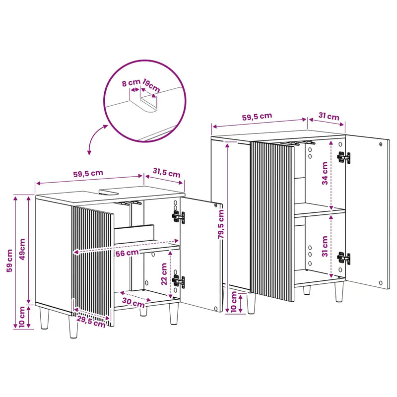 2 Piece Bathroom Cabinet Set ARNHEM White Engineered Wood