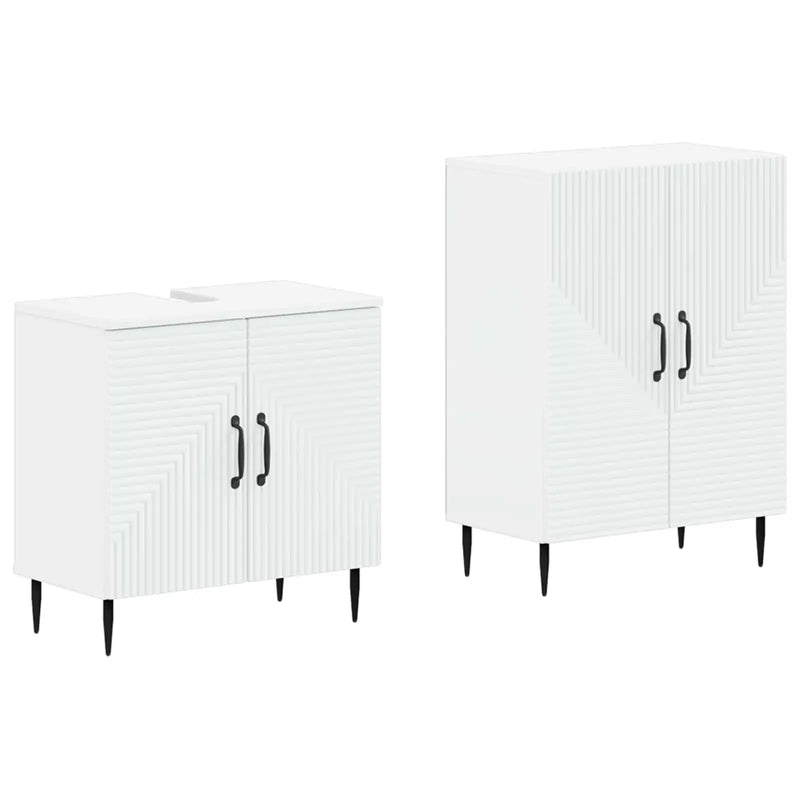 2 Piece Bathroom Cabinet Set HAARLEM White Engineered Wood