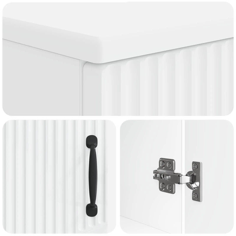 2 Piece Bathroom Cabinet Set HOORN White Engineered Wood