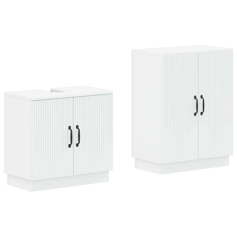 2 Piece Bathroom Cabinet Set HOORN White Engineered Wood