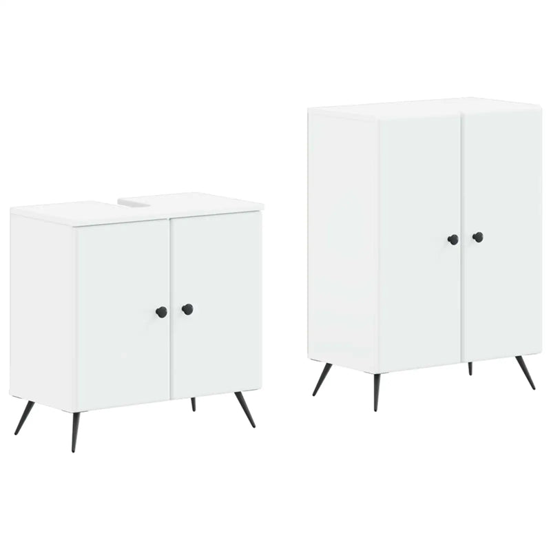 2 Piece Bathroom Cabinet Set BREDA White Engineered Wood