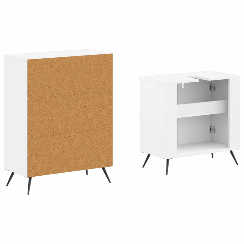 2 Piece Bathroom Cabinet Set BREDA White Engineered Wood