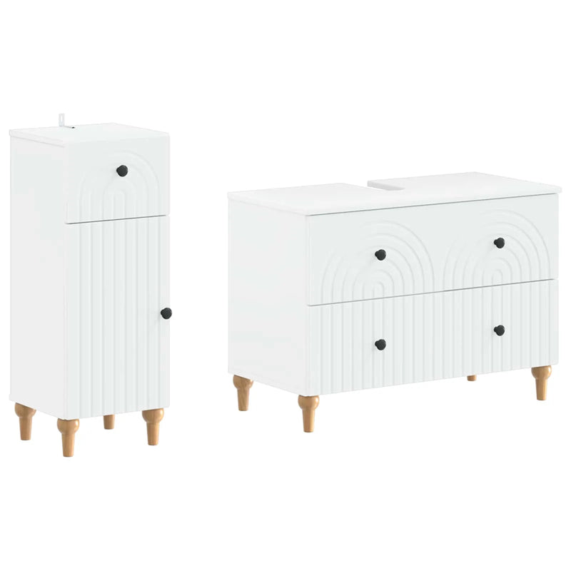 2 Piece Bathroom Cabinet Set ALKMAAR White Engineered Wood