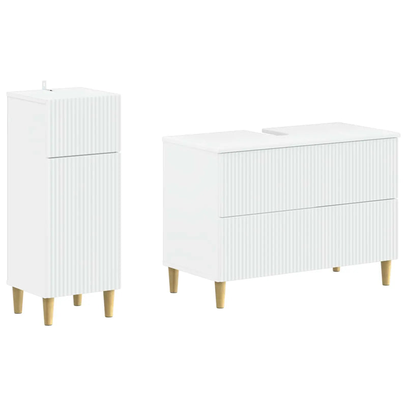 2 Piece Bathroom Cabinet Set ARNHEM White Engineered Wood