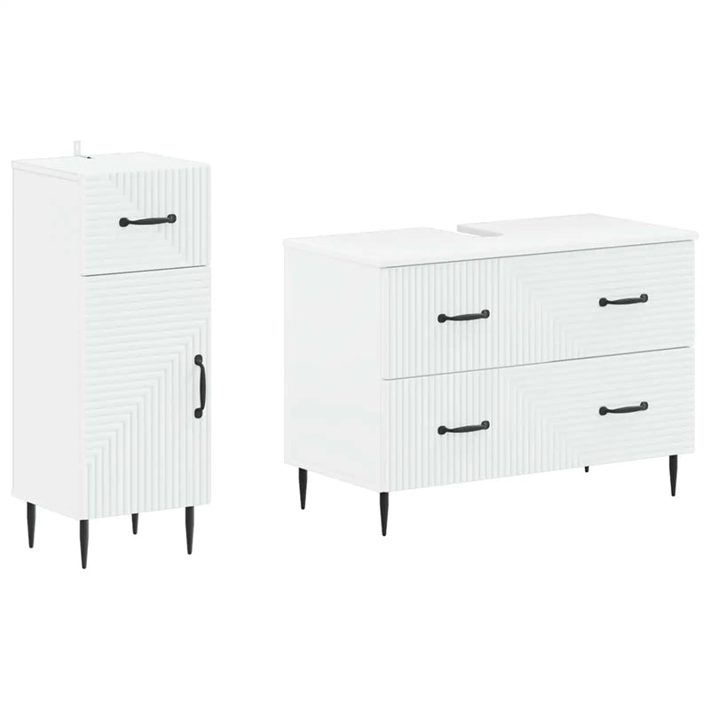2 Piece Bathroom Cabinet Set HAARLEM White Engineered Wood