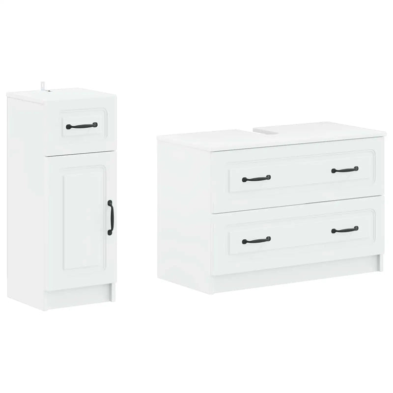 2 Piece Bathroom Cabinet Set UTRECHT White Engineered Wood