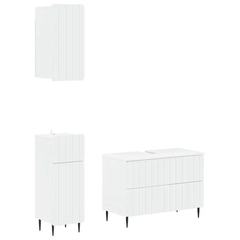 3 Piece Bathroom Cabinet Set ZWOLLE White Engineered Wood