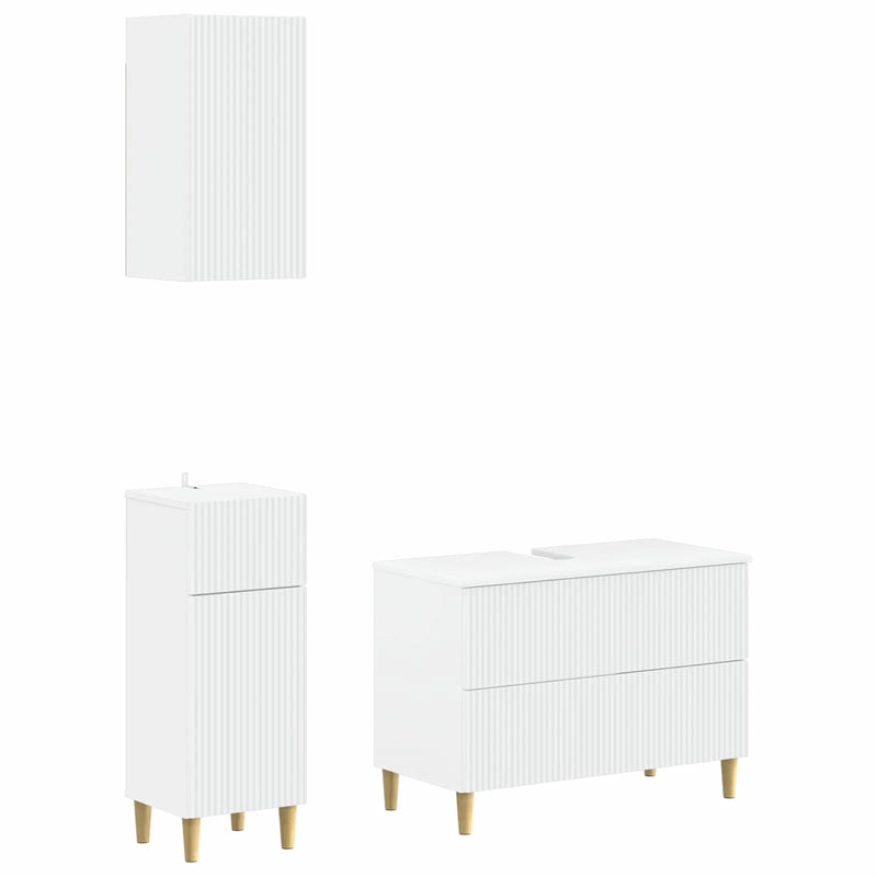 3 Piece Bathroom Cabinet Set ARNHEM White Engineered Wood