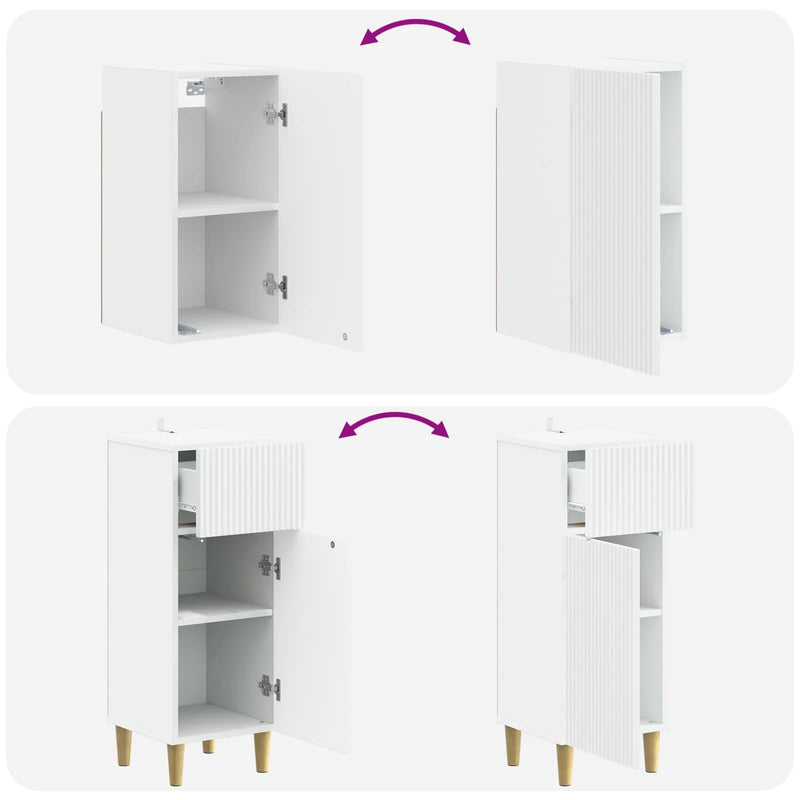 3 Piece Bathroom Cabinet Set ARNHEM White Engineered Wood