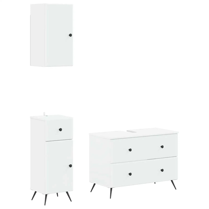 3 Piece Bathroom Cabinet Set BREDA White Engineered Wood