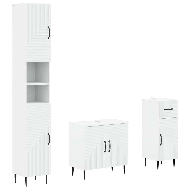 3 Piece Bathroom Cabinet Set HAARLEM Engineered Wood