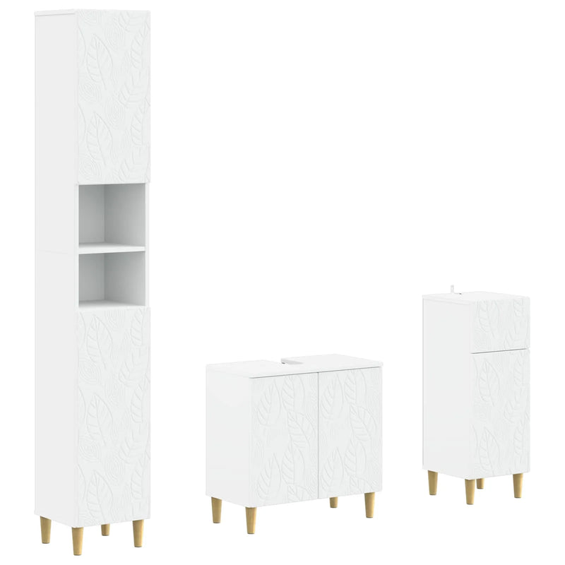 3 Piece Bathroom Cabinet Set DELFT Engineered Wood