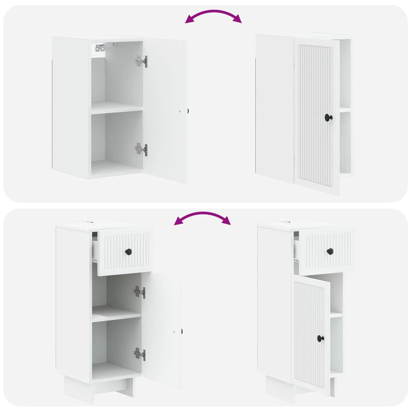 4 Piece Bathroom Cabinet Set EDE White Engineered Wood
