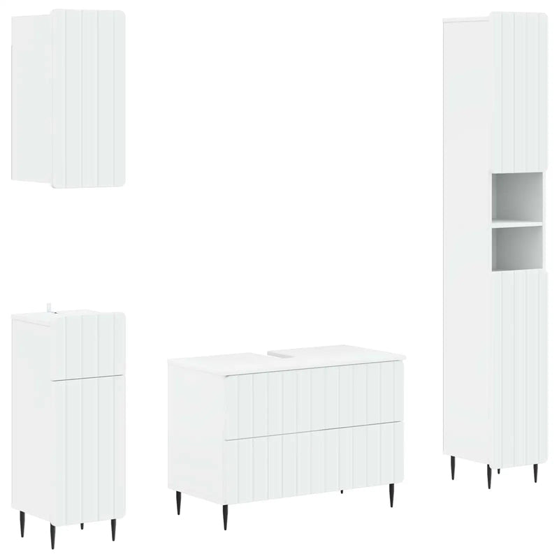 4 Piece Bathroom Cabinet Set ZWOLLE White Engineered Wood