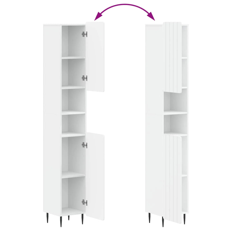 4 Piece Bathroom Cabinet Set ZWOLLE White Engineered Wood